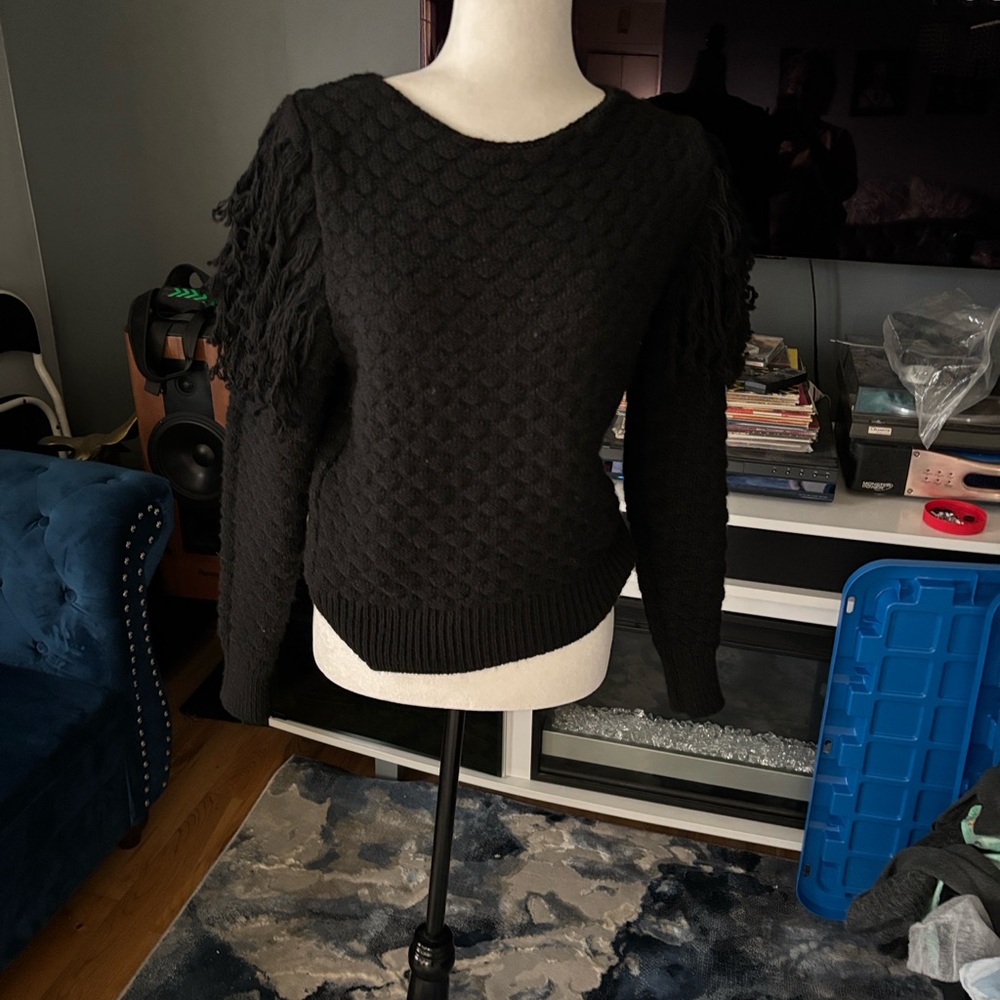 Elegant Black Women's Sweater with Textured Design